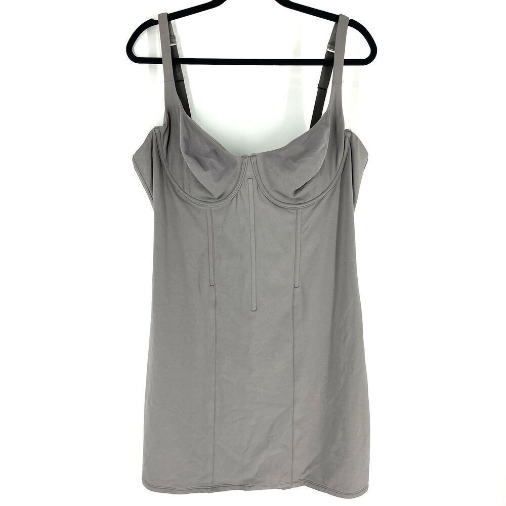 Skims Dress Size 4X Womens Gray Stretch Corset Sleeveless Bodycon Mini Slimming